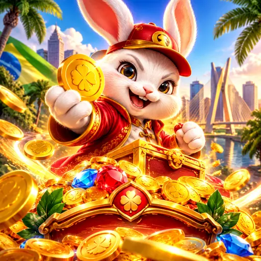 Coelho da sorte do slot Fortune Rabbit com moedas de ouro