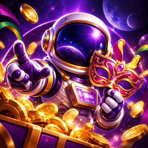 Astronauta do Spaceman flutuando enquanto o multiplicador sobe na tela